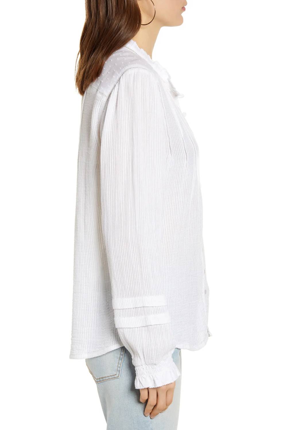Faherty - Willa Button Front Peasant Blouse