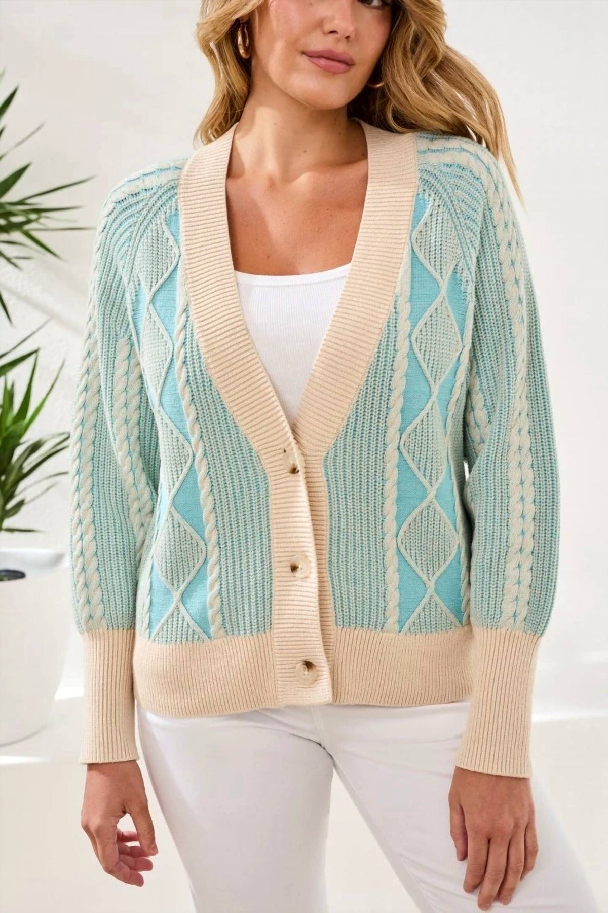 Tribal - Puff Sleeve Sweater Cardigan