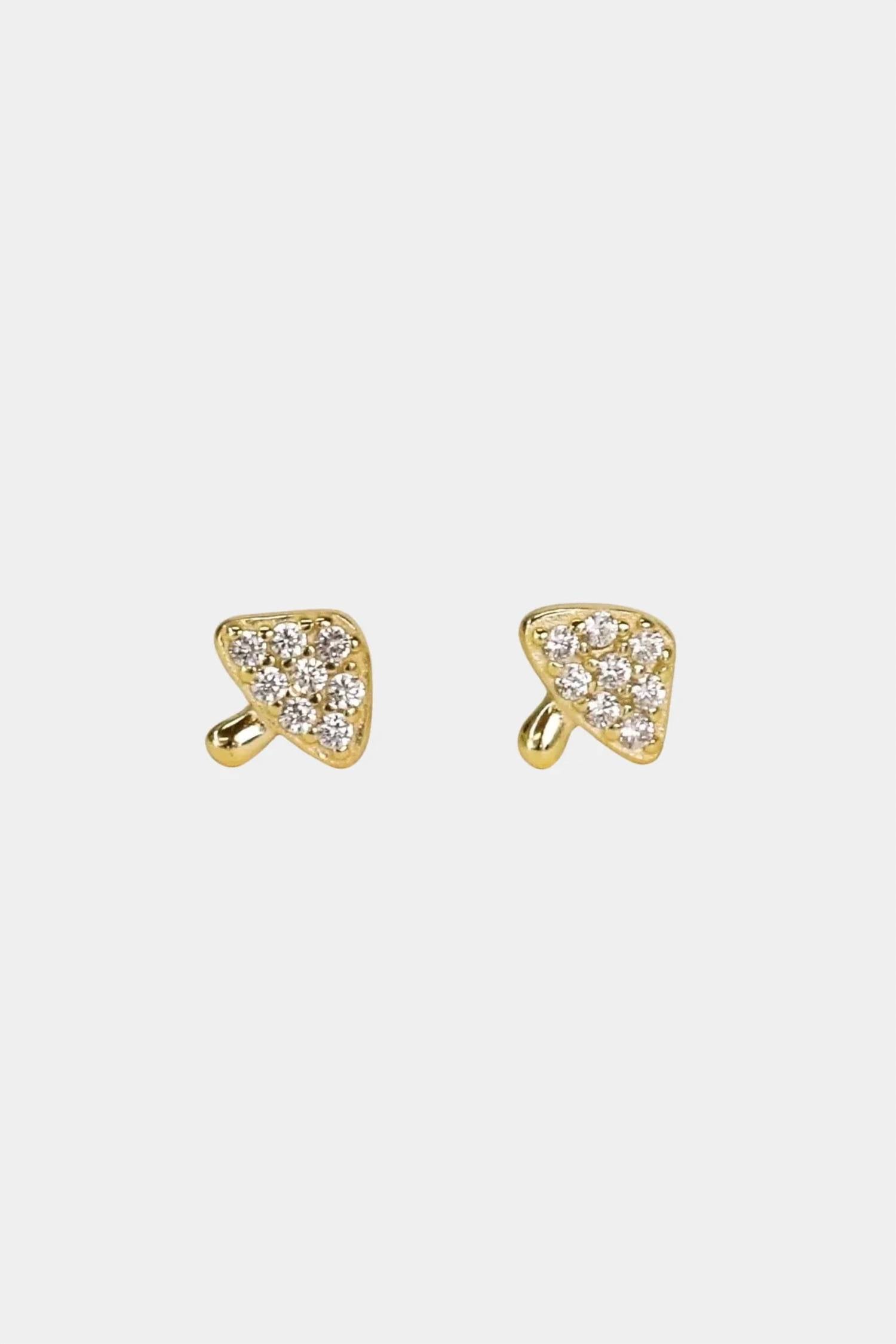 Jaxkelly - Women's Pavé Mushroom Stud Earrings