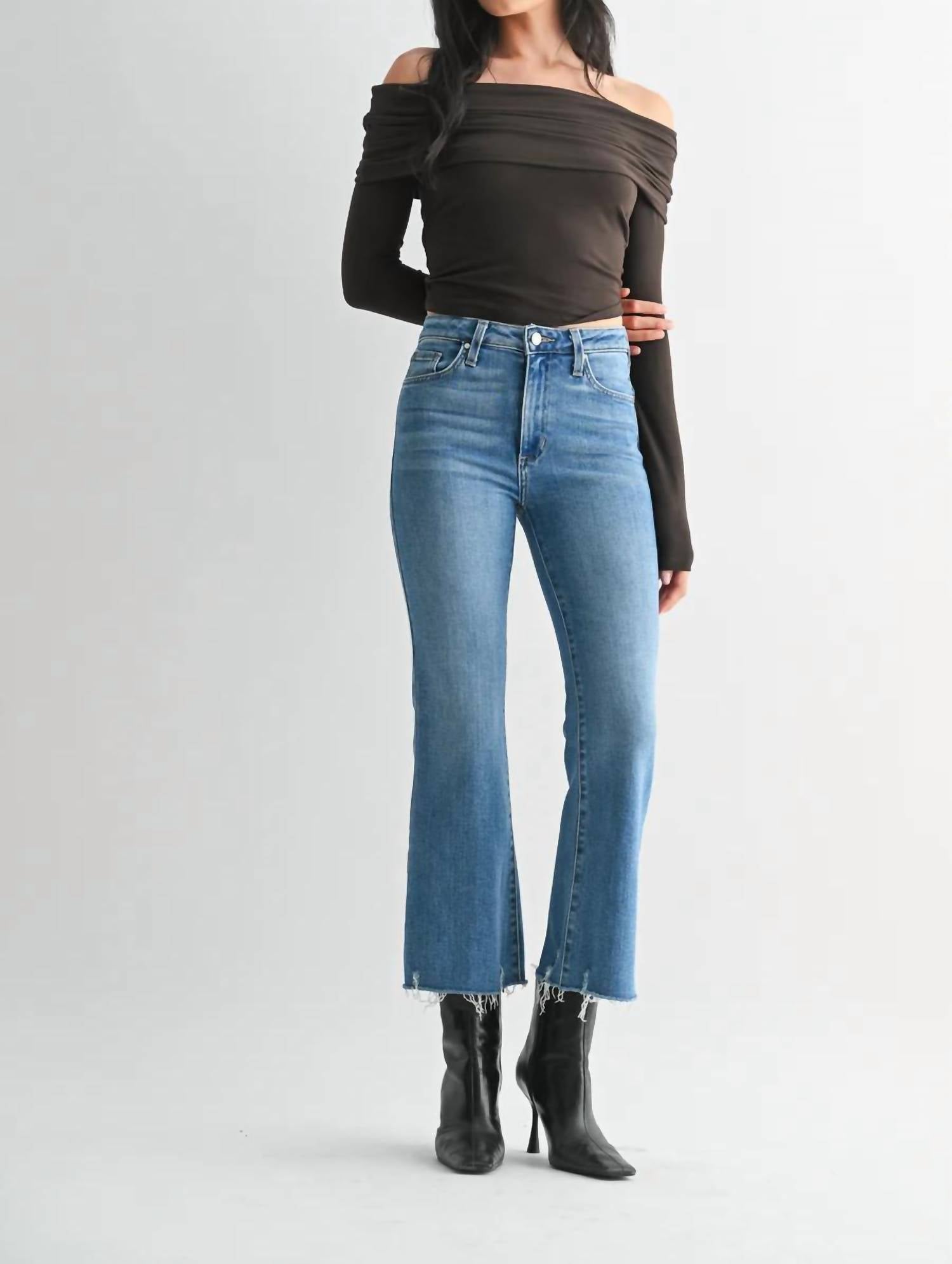 Just Black Denim - High Rise Crop Flare Jean