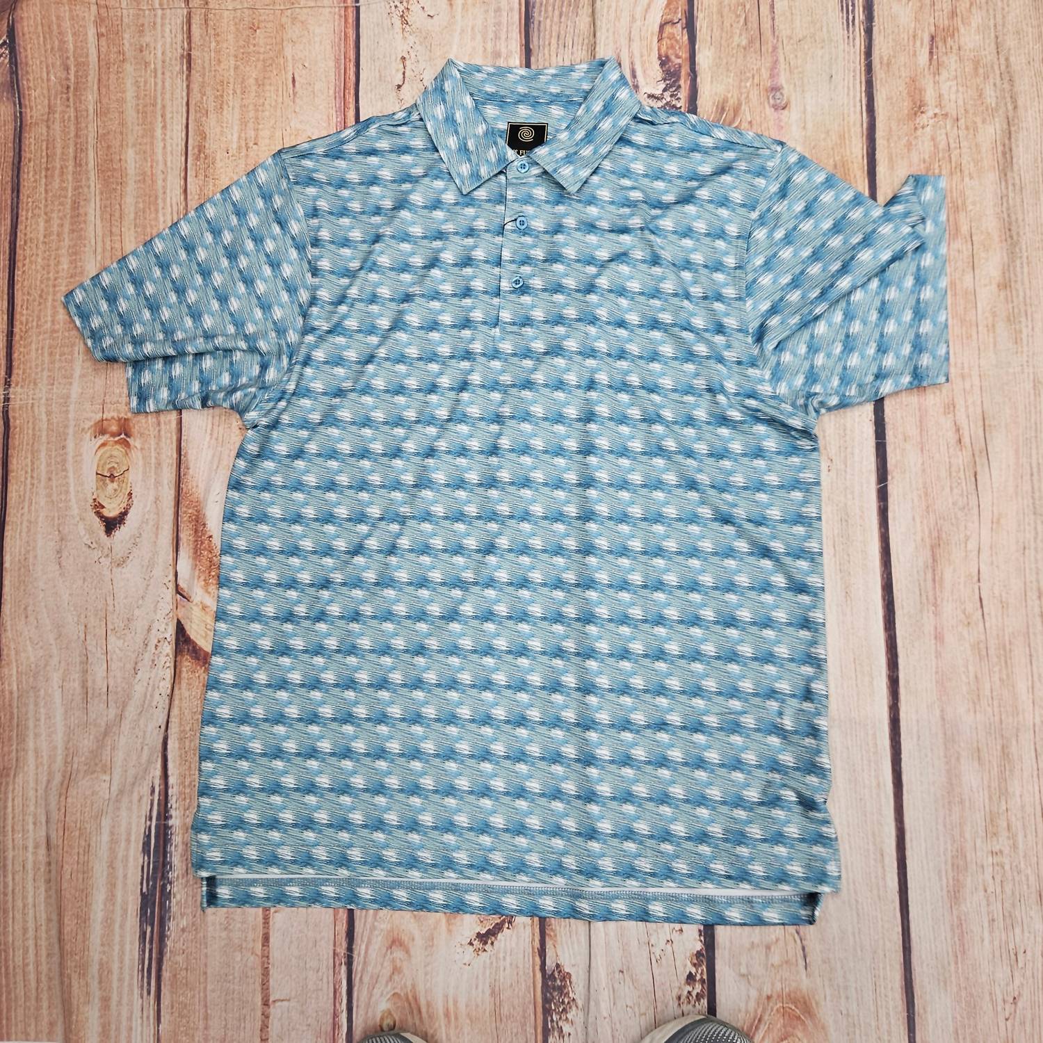 F/X Fusion Men's Short Sleeve Top in teal - men's t-shirt - detail view