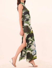 Misa Los Angeles Athena Sleeveless Dress in blurred casablanca lily - women's dress - detail view