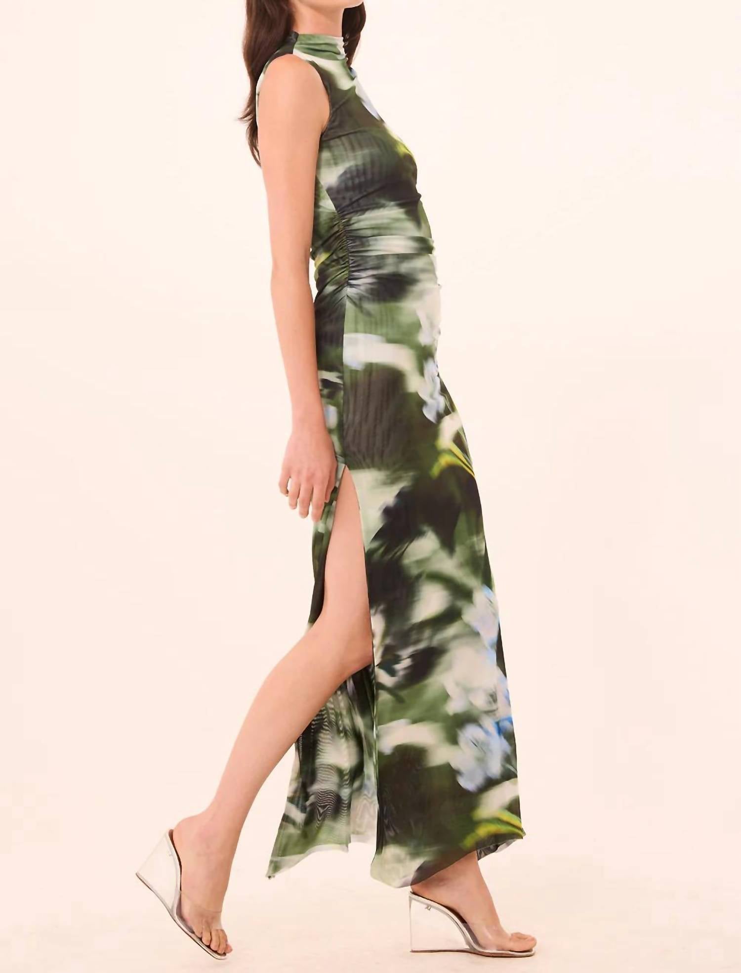 Misa Los Angeles Athena Sleeveless Dress in blurred casablanca lily - women's dress - detail view