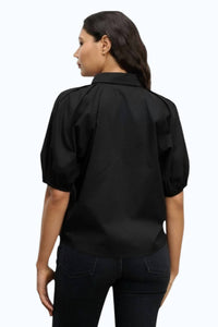 Velvet by Graham & Spencer Autumn Puff Sleeves Shirt in black - women's blouse - alternate view