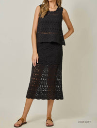 mystree Crochet Scallop Hem Top in black - women's tank top - view 6