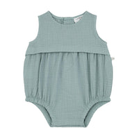 One More In the Family Kids Ugo Check Romper in the family kids ugo check romper in shark - kids' item