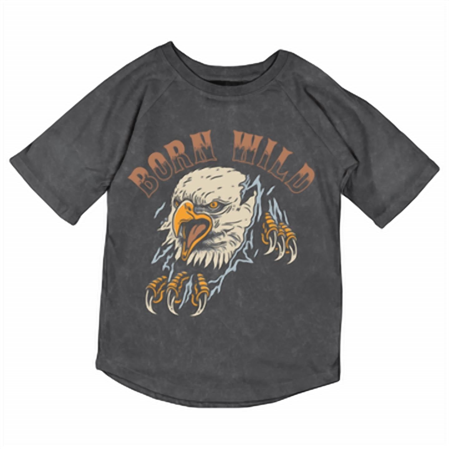 TINY WHALES Boys' Born Wild Short Sleeve Tee in mineral black - item