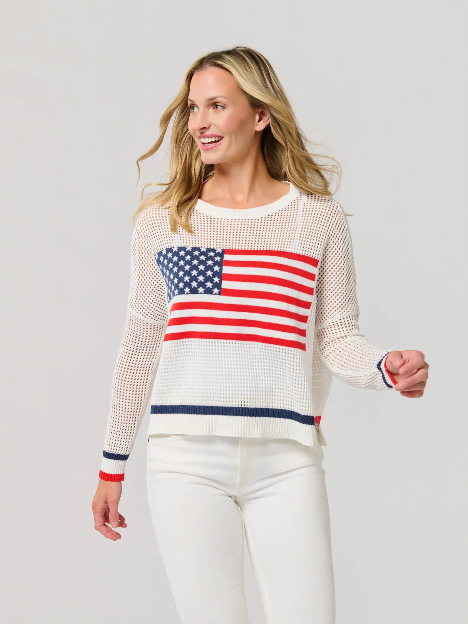 Shiraleah - American Flag Mesh Sweater