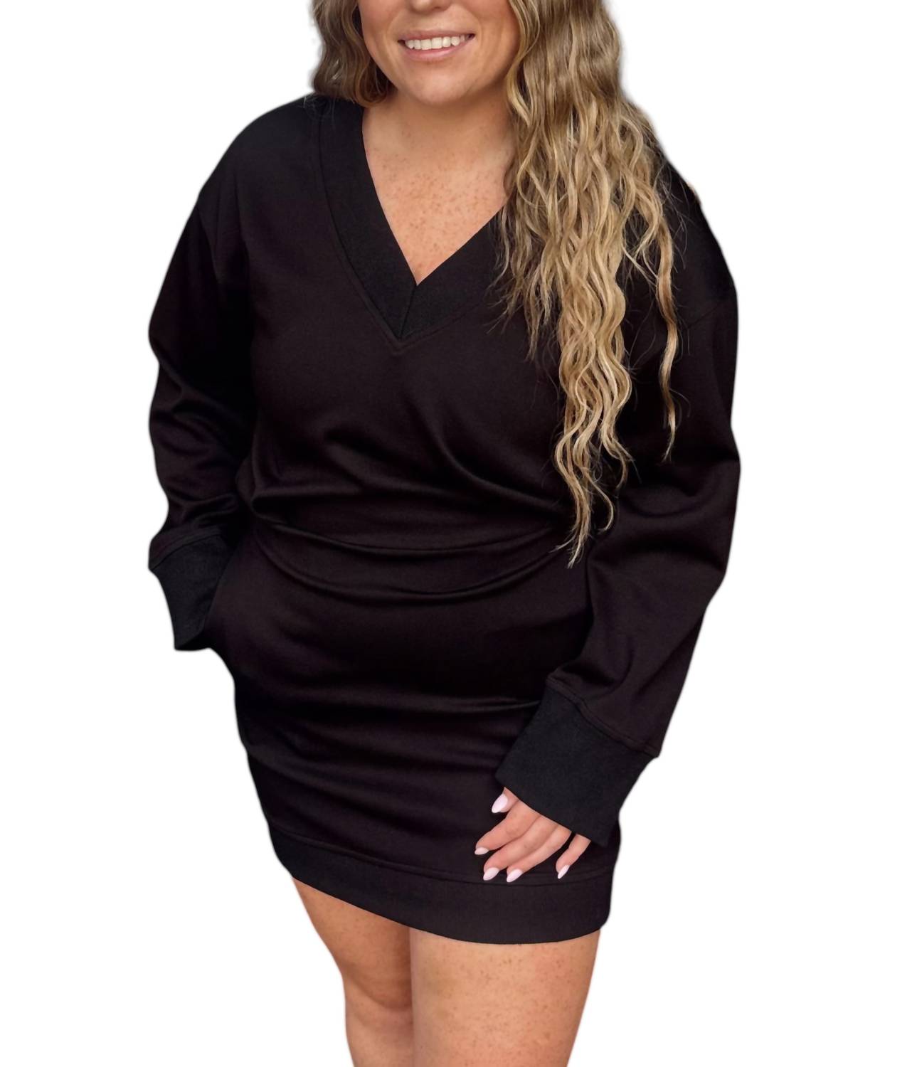 Before You Collection - V-neck Ribbed Mini Dress