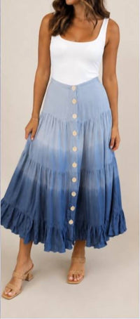 Phie Collective - Ruffled Dip Dye Maxi Skirt