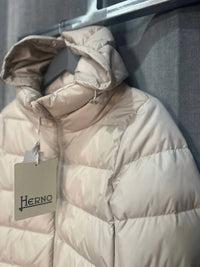 Herno Women's A-Line Coat in cream - women's jacket - alternate view