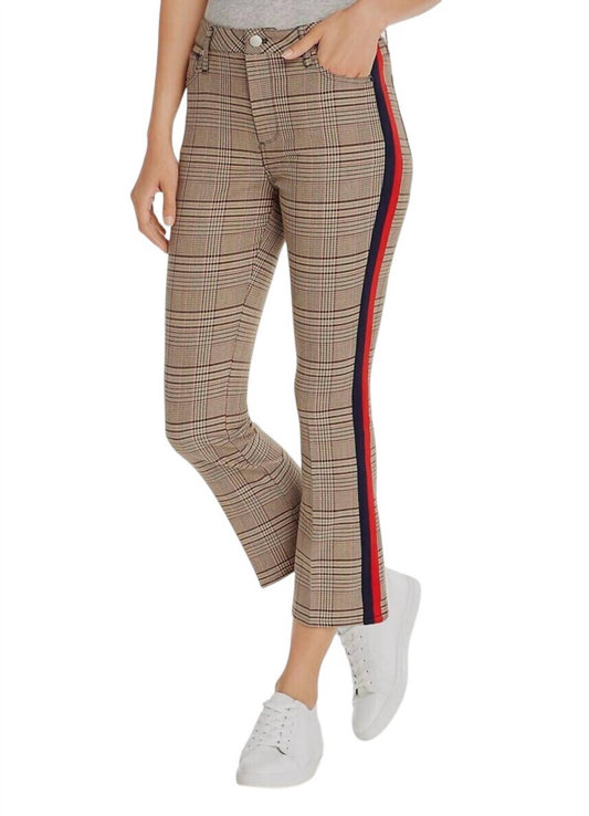 Aqua - Plaid Side Stripe Ponte Stretch High Rise Pant