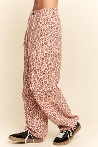 Davi & Dani - Animal Washed Leopard Denim Elastic Pants