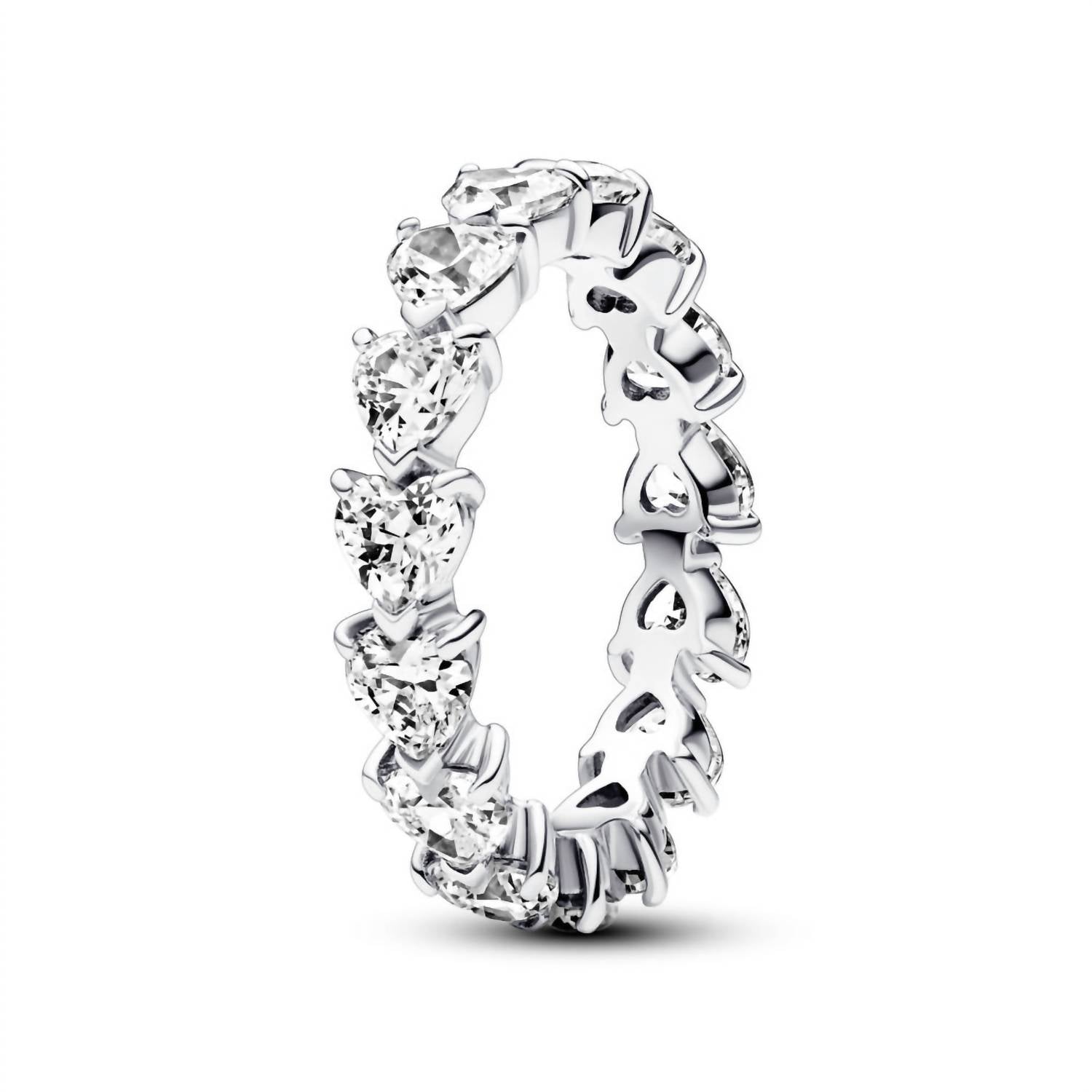 Pandora - Women's Band Of Clear Hearts Ring