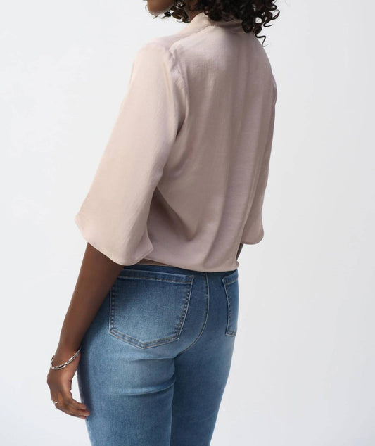 Joseph Ribkoff - Satin V-neck Top With Front Tie