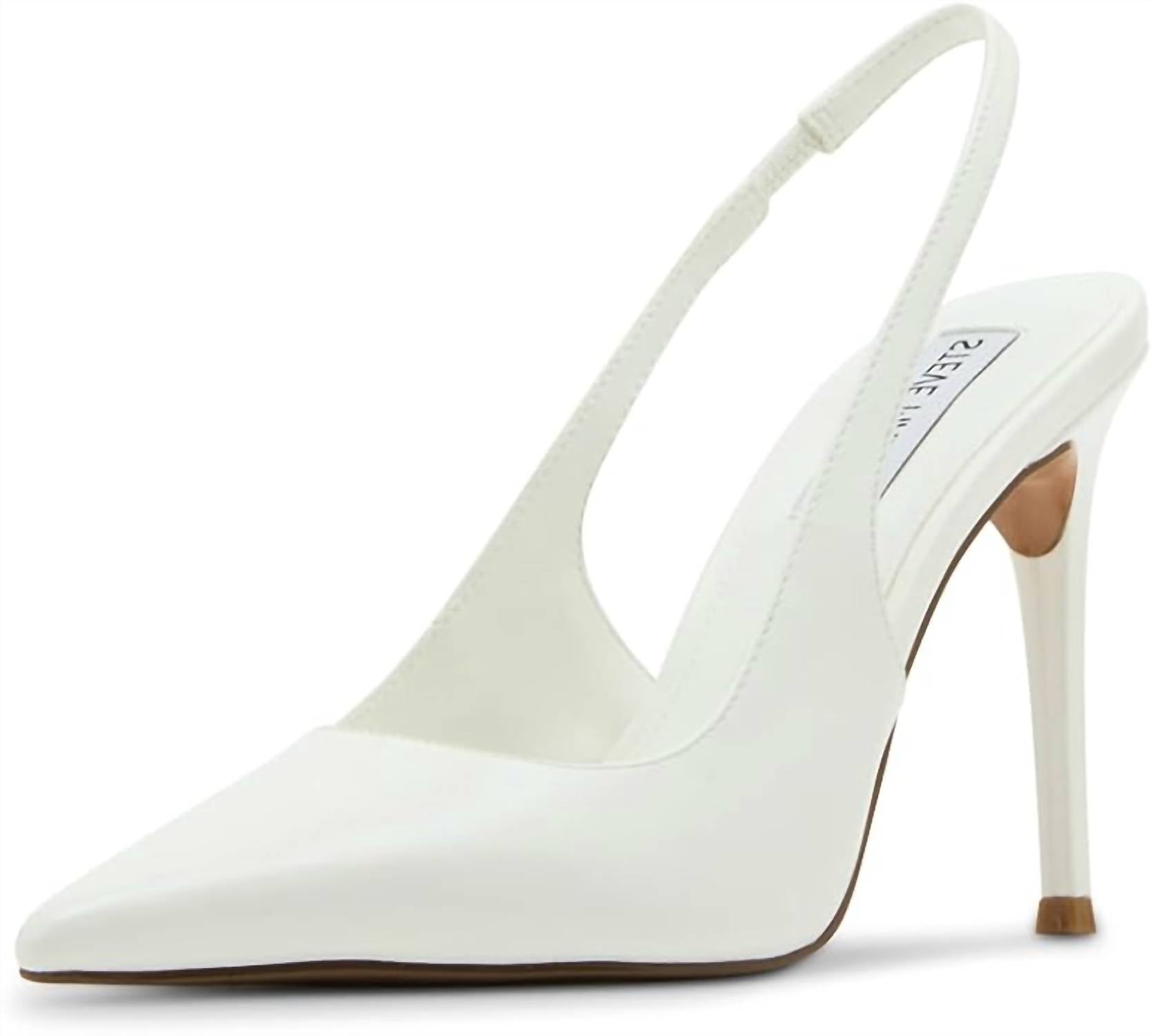 STEVE MADDEN Women's Reyes Genuine Leather Sling Back Hi Heel Pumps in white - women's heels - alternate view