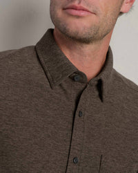 RHONE Wfh Long Sleeve Button Down Shirt in cafe noir heather - men's shirt - alternate view