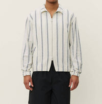 Les Deux Stanley Check Dobby Track Top in light ivory - men's shirt