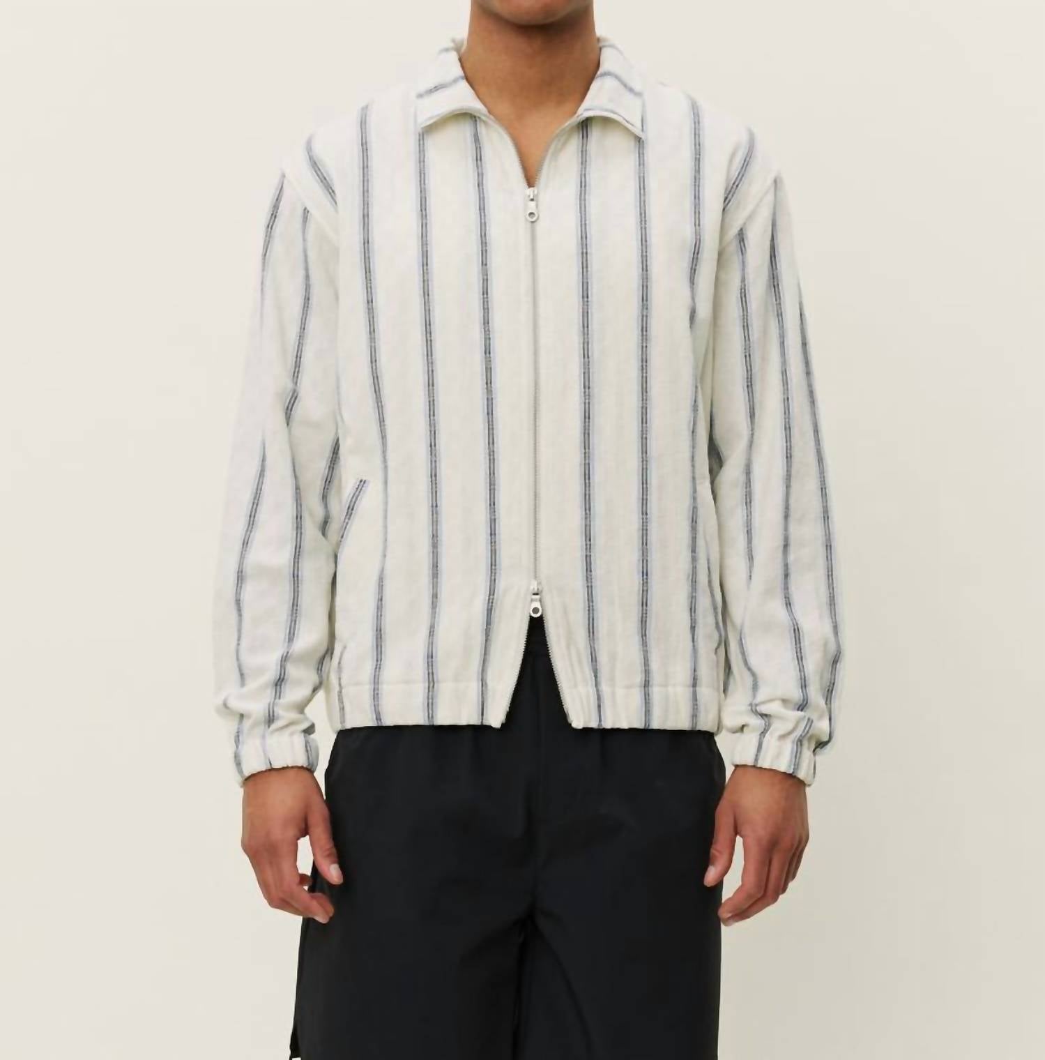Les Deux Stanley Check Dobby Track Top in light ivory - men's shirt