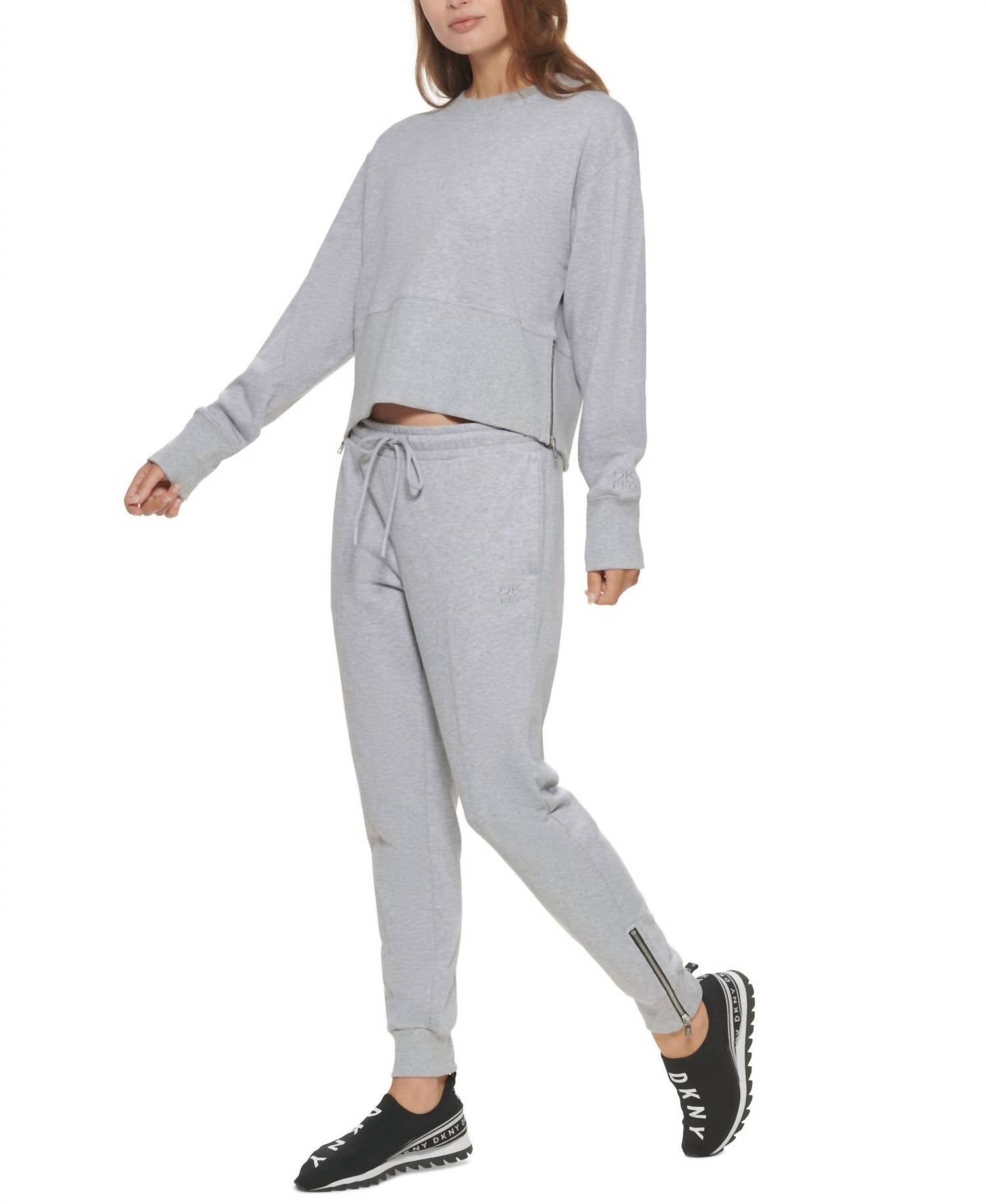 Dkny - French Terry Cotton Side Zip Cropped Top