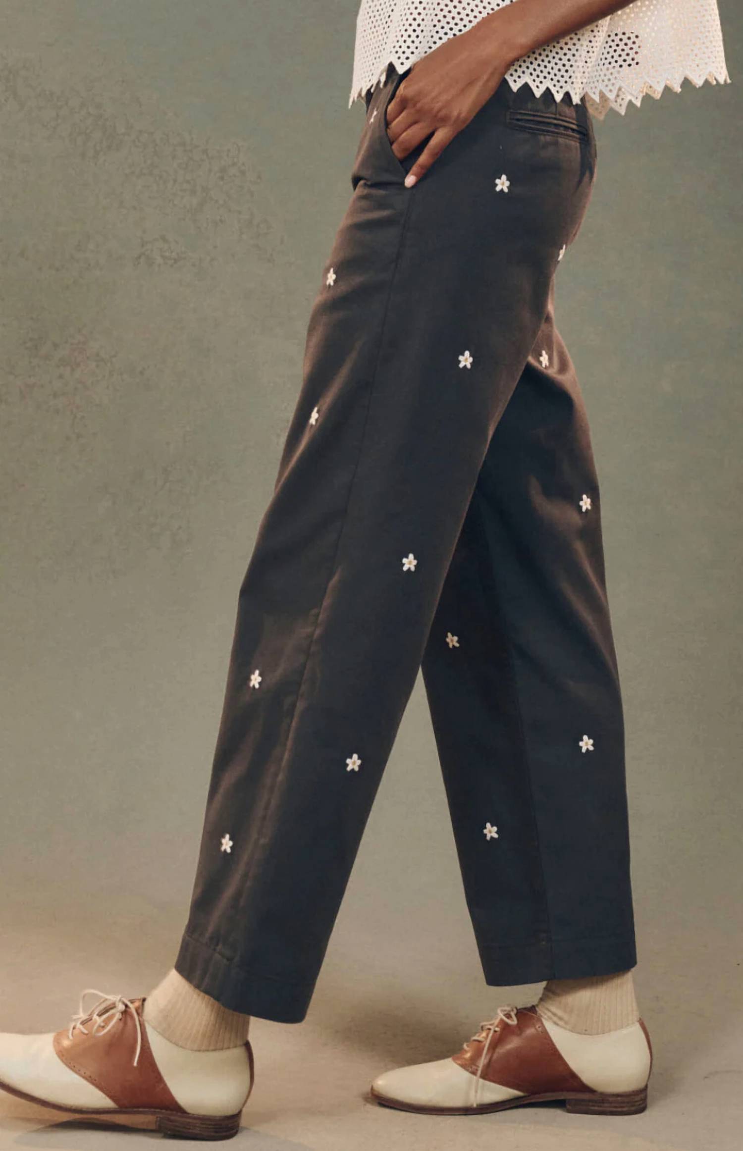 The Great. - Garage Pants With Daisy Embroidery