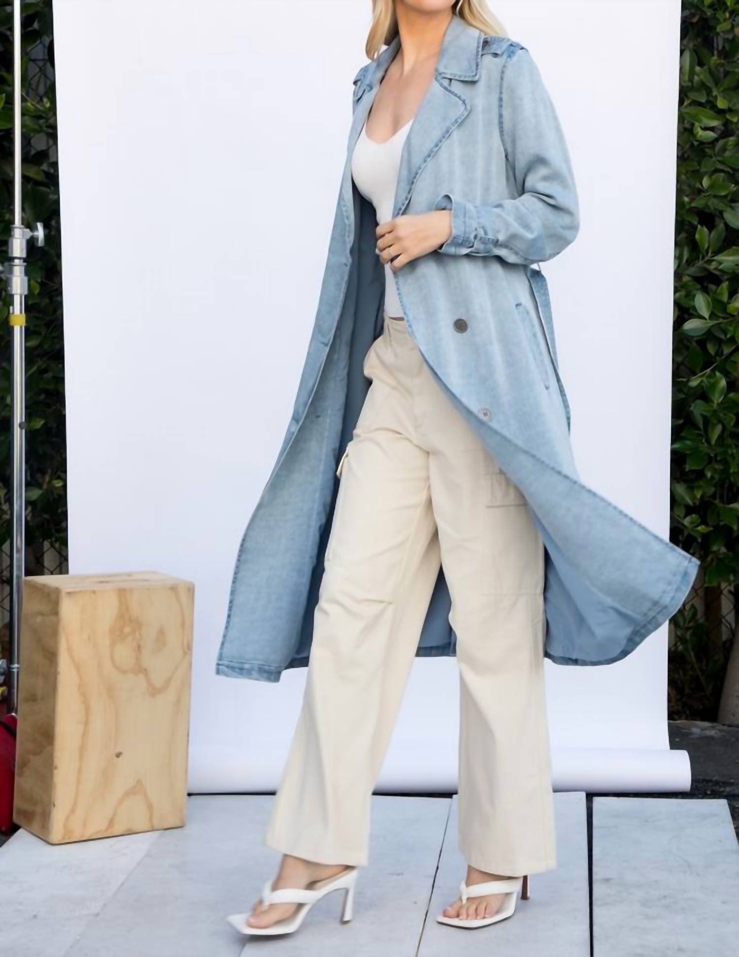 Davi & Dani - Tencel Denim Garment Washed Trench Coat