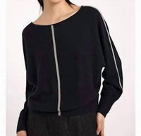 Brodie Cashmere Bree Bead Overarm Batwing Sweater in black - women's sweater - alternate view