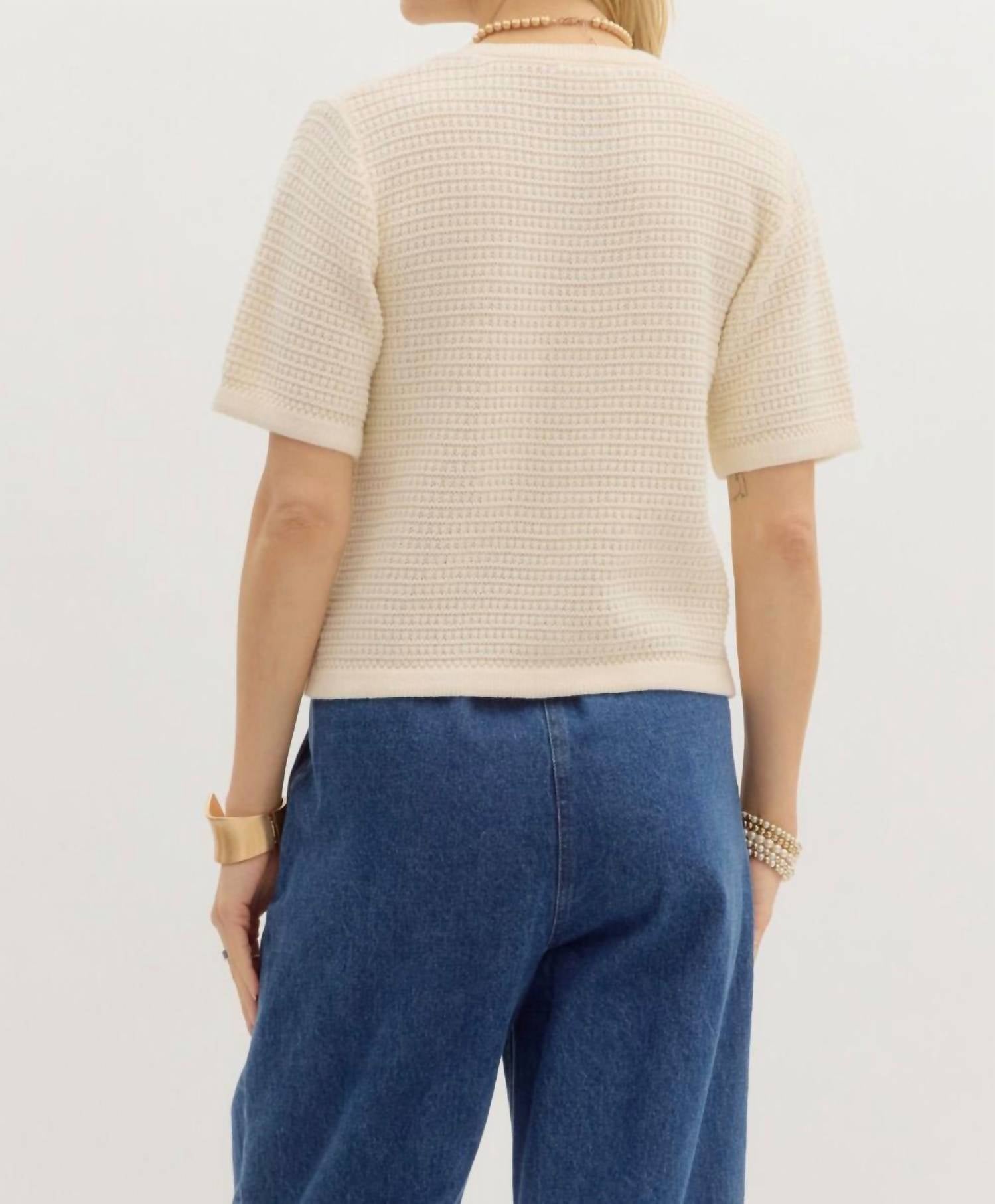 Entro - Short Button Accented Sweater Top