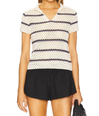 Vince - Macrame Stripe Henley Top