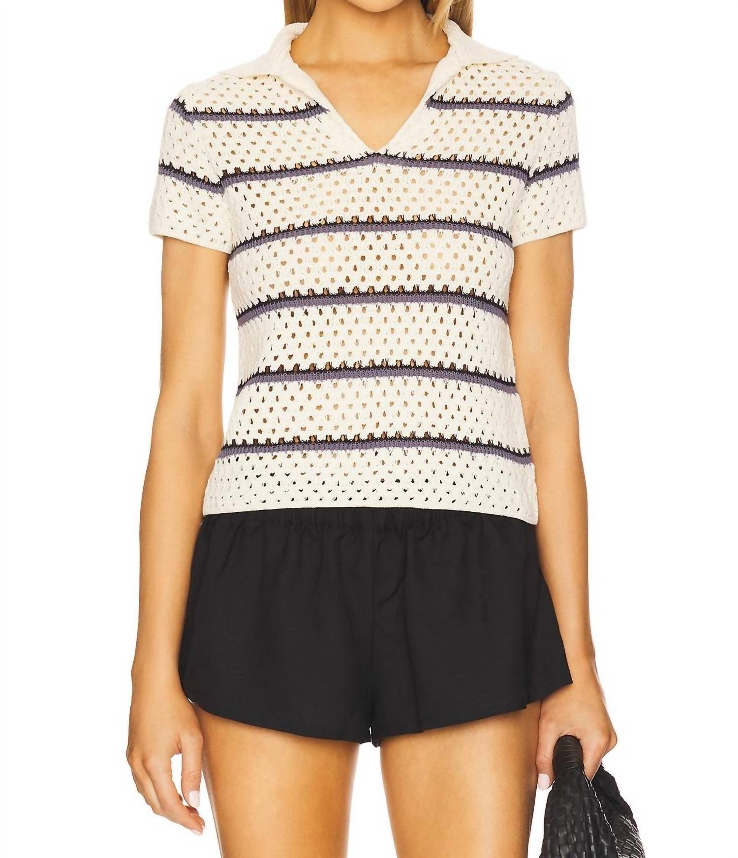 Vince - Macrame Stripe Henley Top