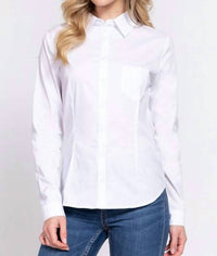 Active Usa - Long Sleeve Button Down Stretch Poplin Shirt