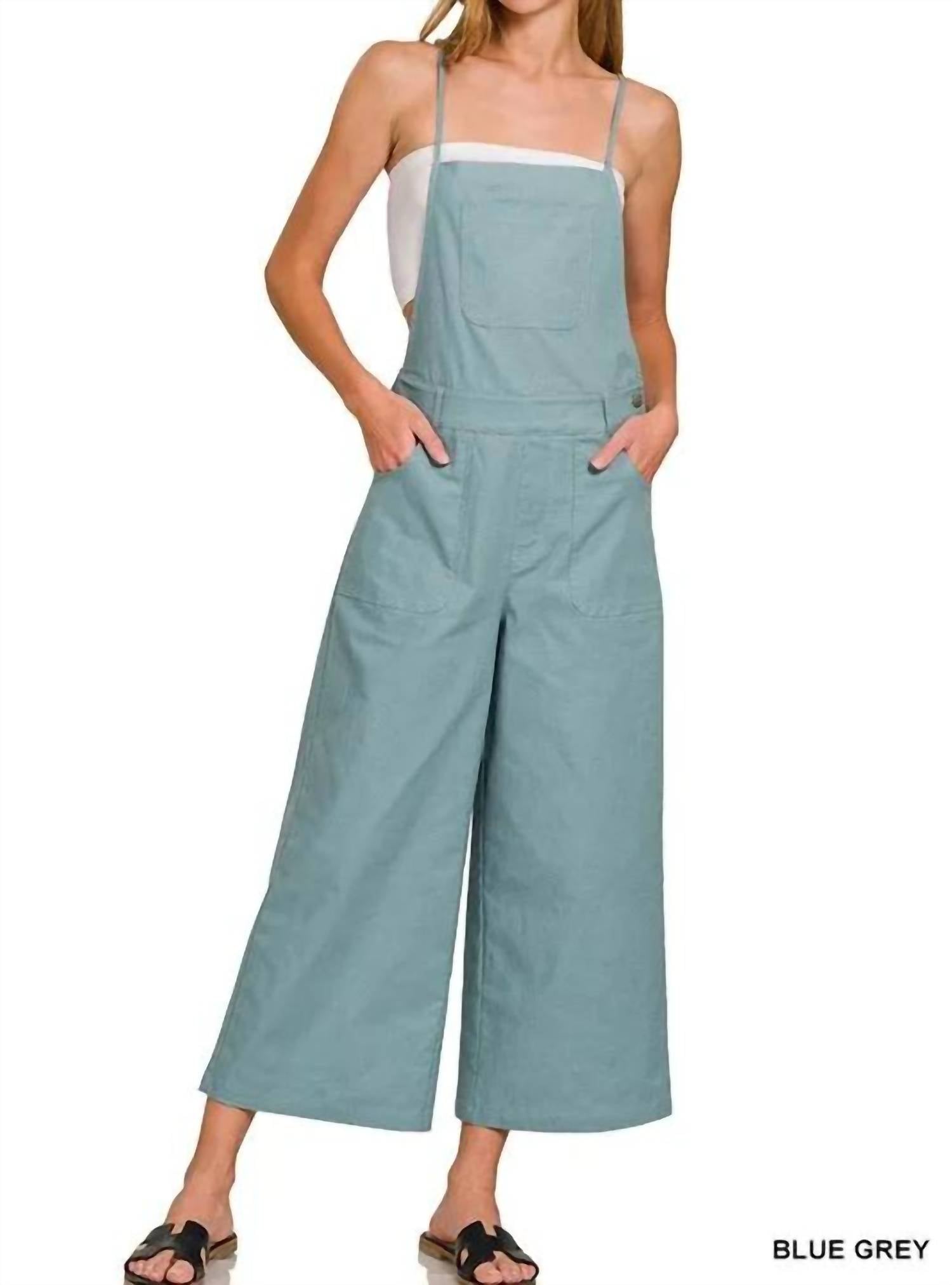 Zenana - Woven Spaghetti Strap Overalls