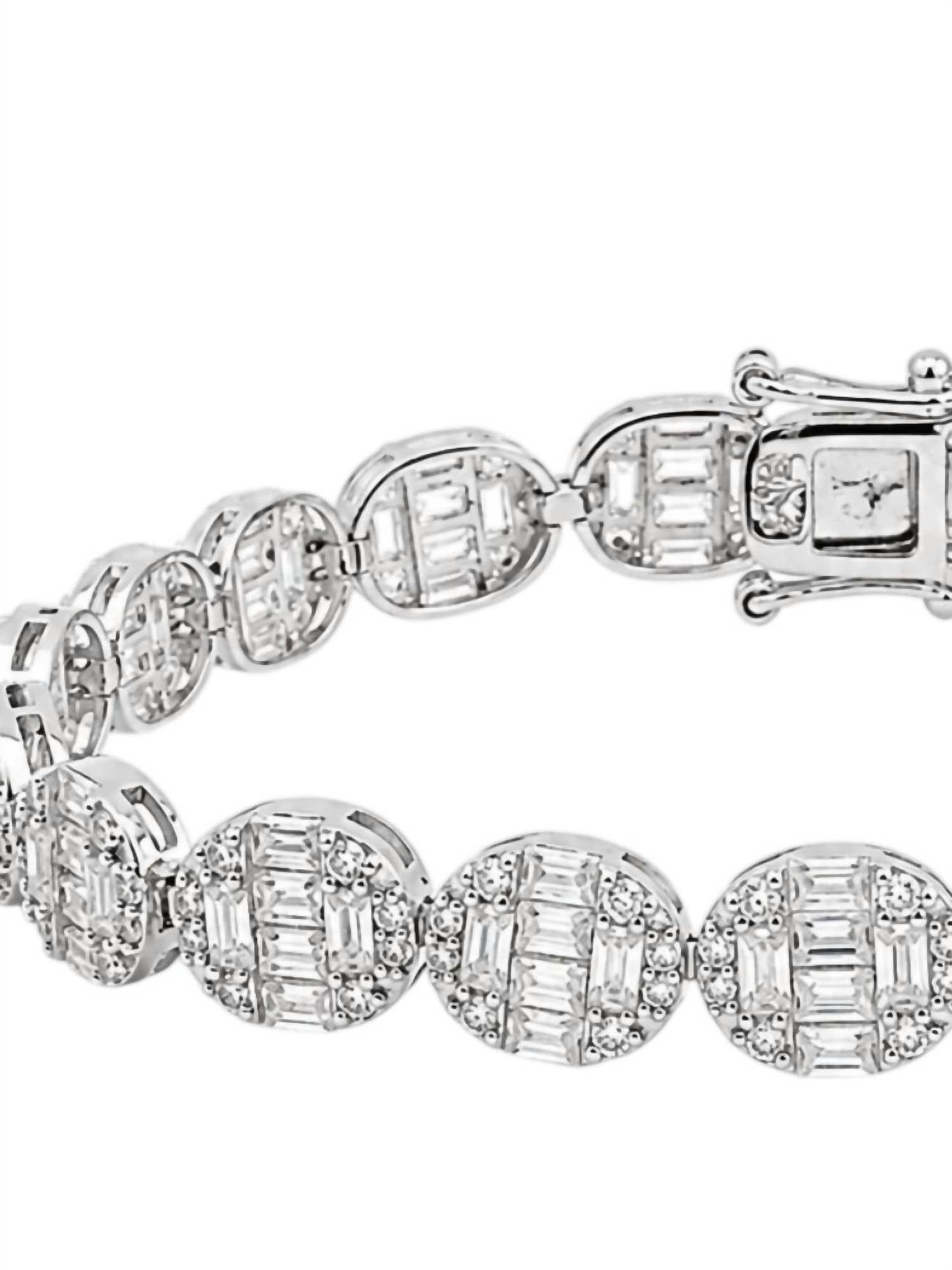 Allyanna Gifts - Women's Moissanite Baguette Pave Oval Tennis Bracelet