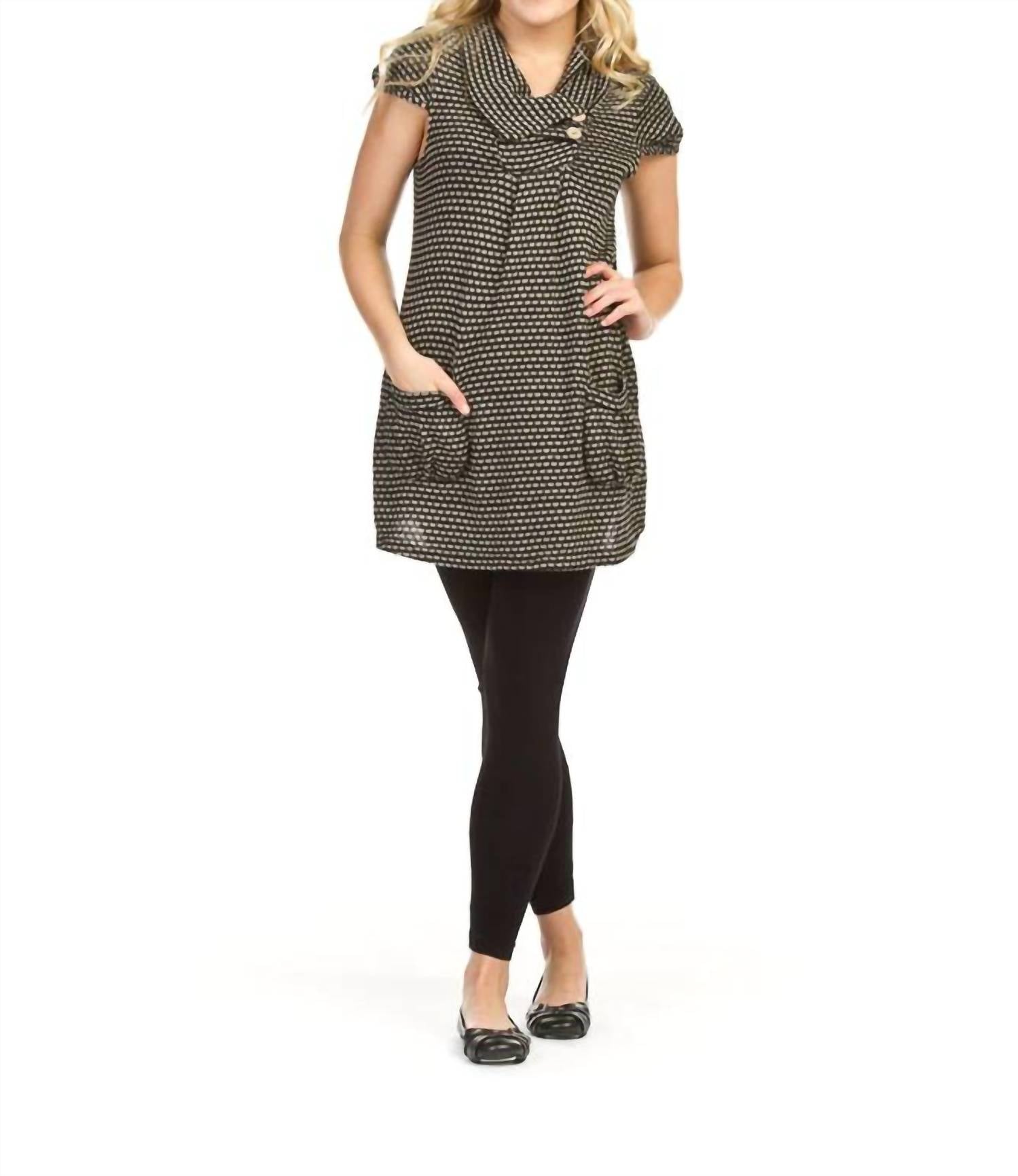 Papillon - Broken Stipe Print Drape Dress