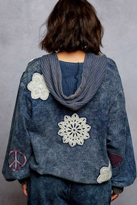 POL First Snow Hoodie in indigo - women's top - alternate view
