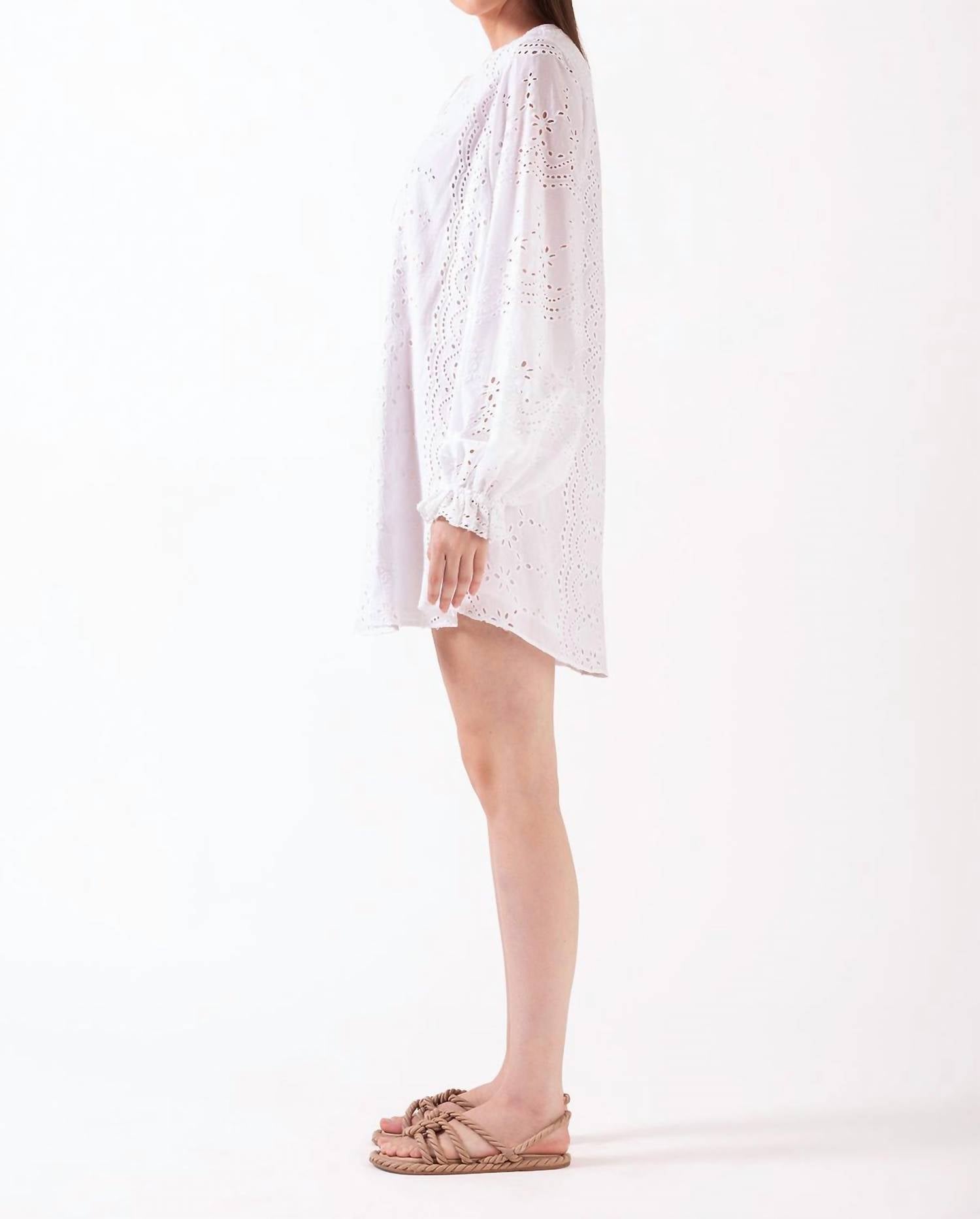 Celina Moon Clover Tunic Dress in white seed - women's dress - detail view