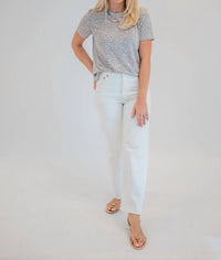 KLd. Signature Olivia Top in grey animal print - women's t-shirt - alternate view