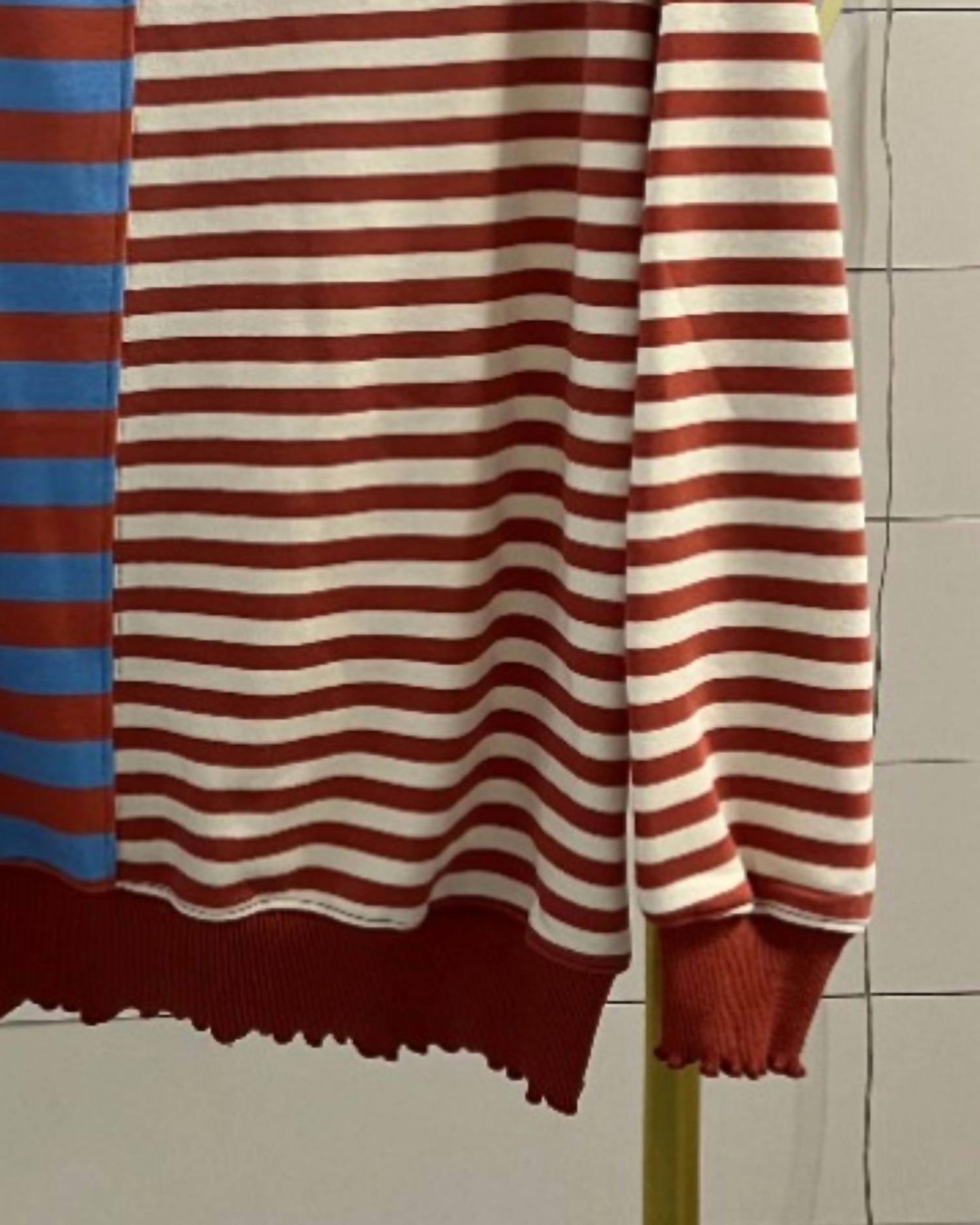 Carole Christian Women's Striped Pullover Sweater in blue cream coral - women's sweater - detail view