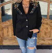 Lucky & Blessed - Western Floral Embroidered Blazer