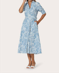 Lusana - Chrissie Belted Maxi Poplin Dress