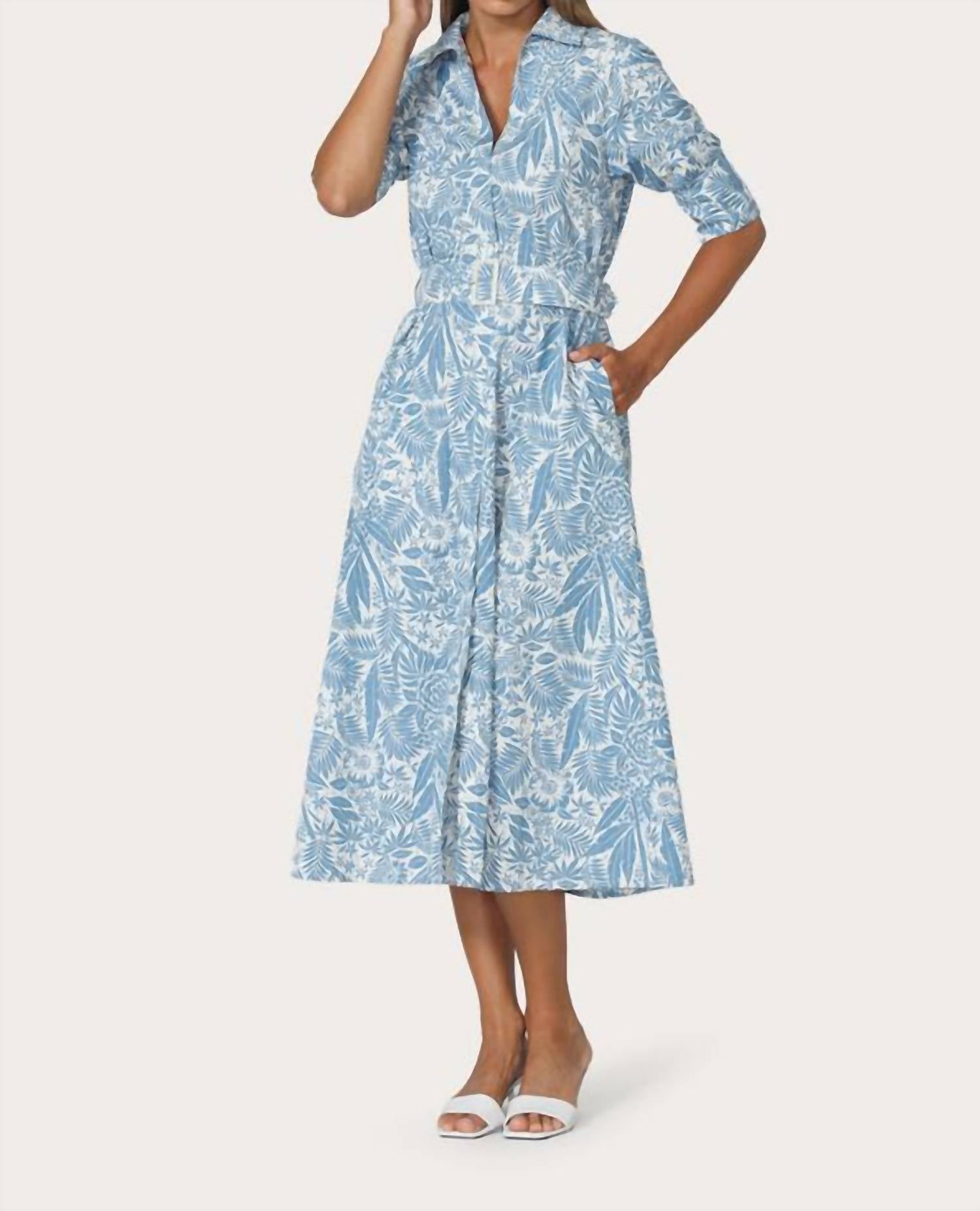 Lusana - Chrissie Belted Maxi Poplin Dress