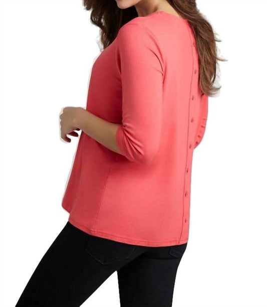 Button-Back Scoop Neck Top