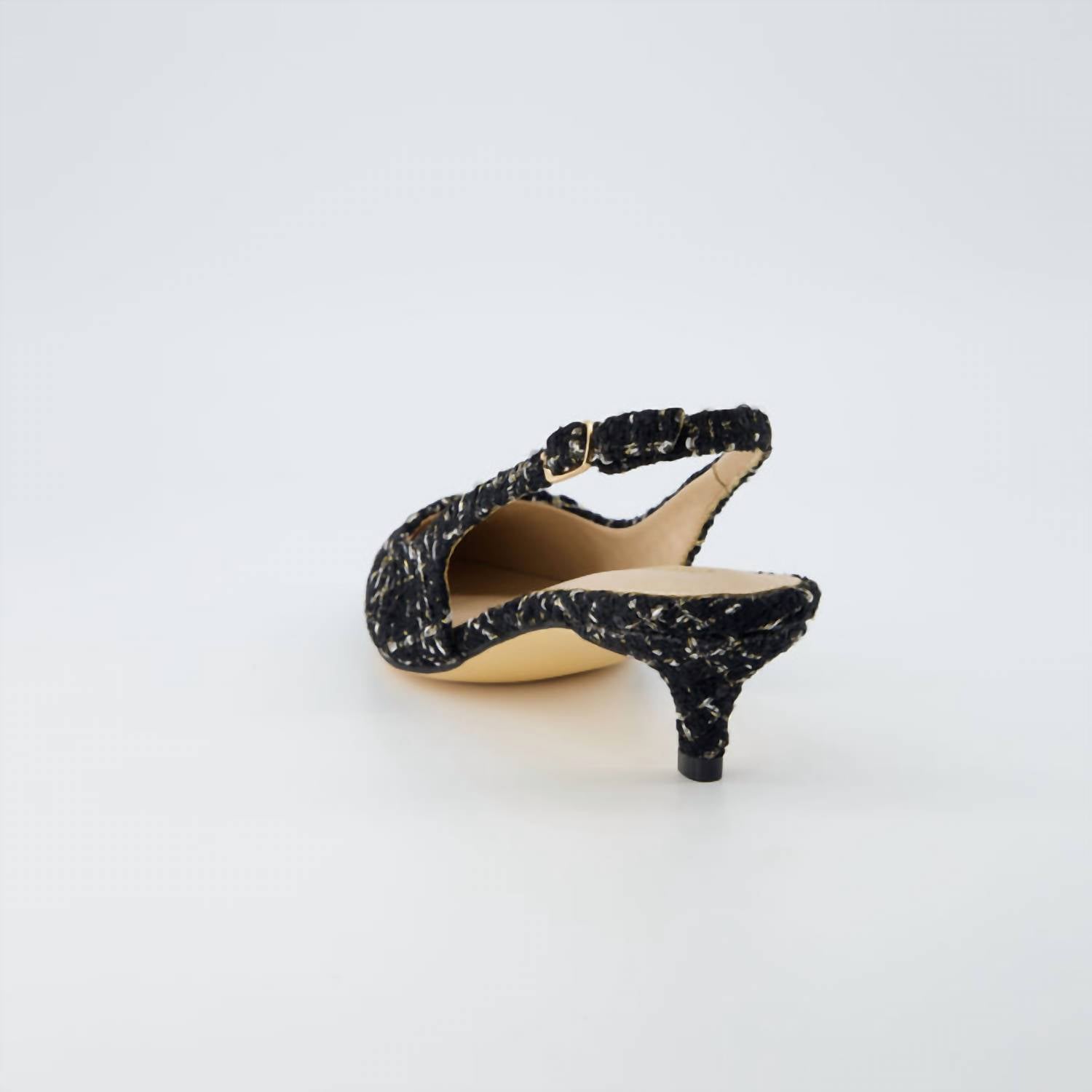 Cushionaire - Women's Buzz Kitten Heel Sling Back Tweed Dress Shoe