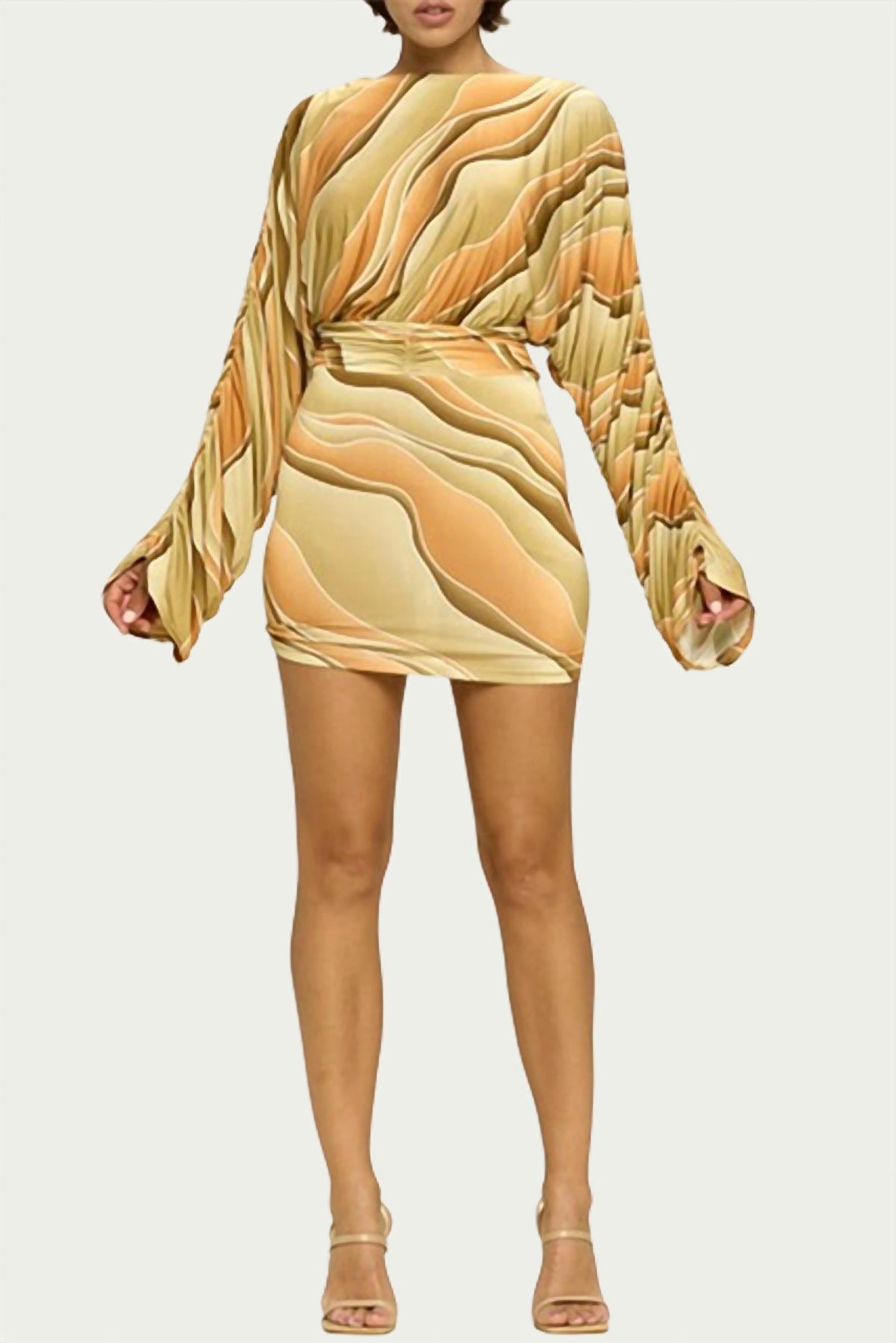 MARBLE RUCHED JERSEY MINI DRESS