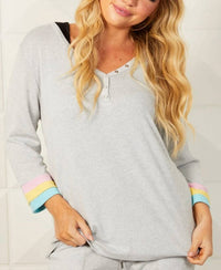 French Kyss - Rainbow Cuff Henley Top