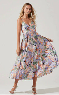 Astr - Alina Floral Pleated Midi Dress