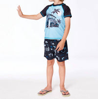 Deux Par Deux - Boy's Printed Beach Swim Trunks