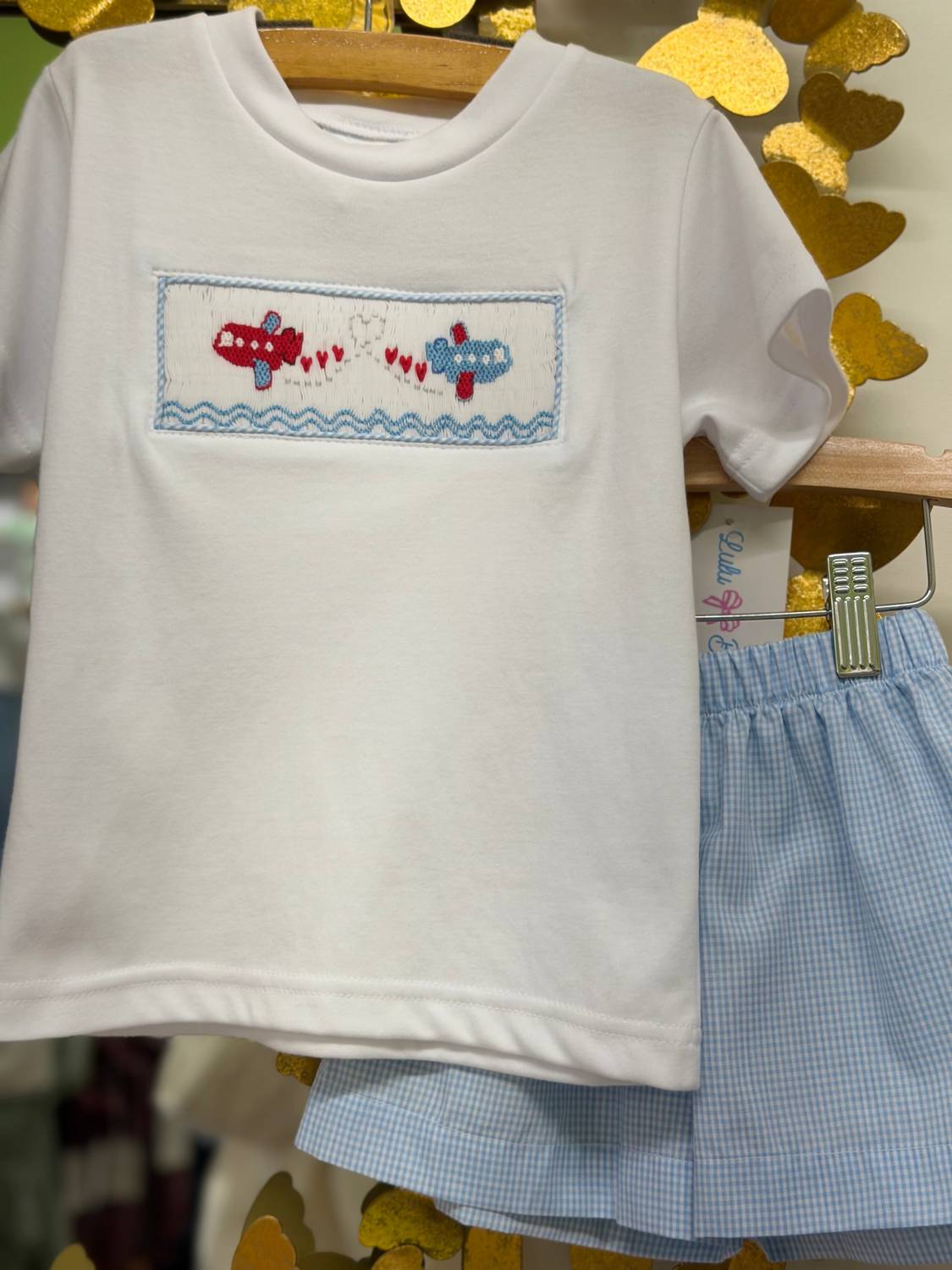 Lulu Bebe - Boy's Valentine's Airplane Short Set