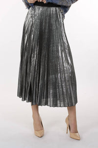 Beulah - Metallic Coated Pleat Maxi Skirt