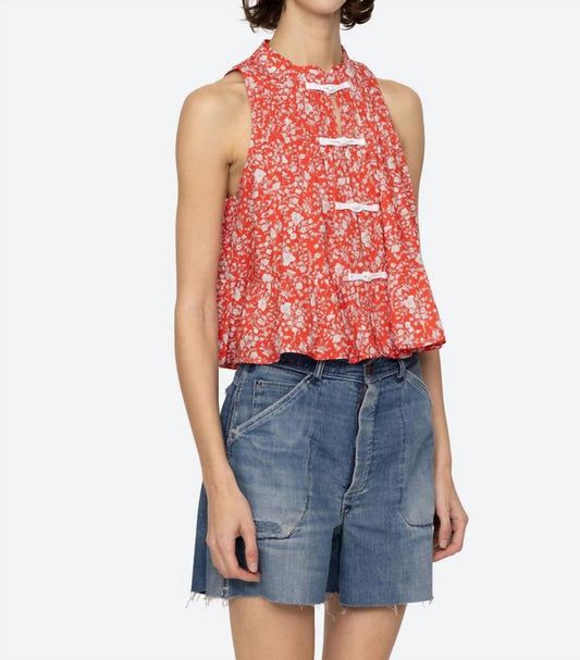 Sea - Lucille Liberty Print Knot Loop Tank